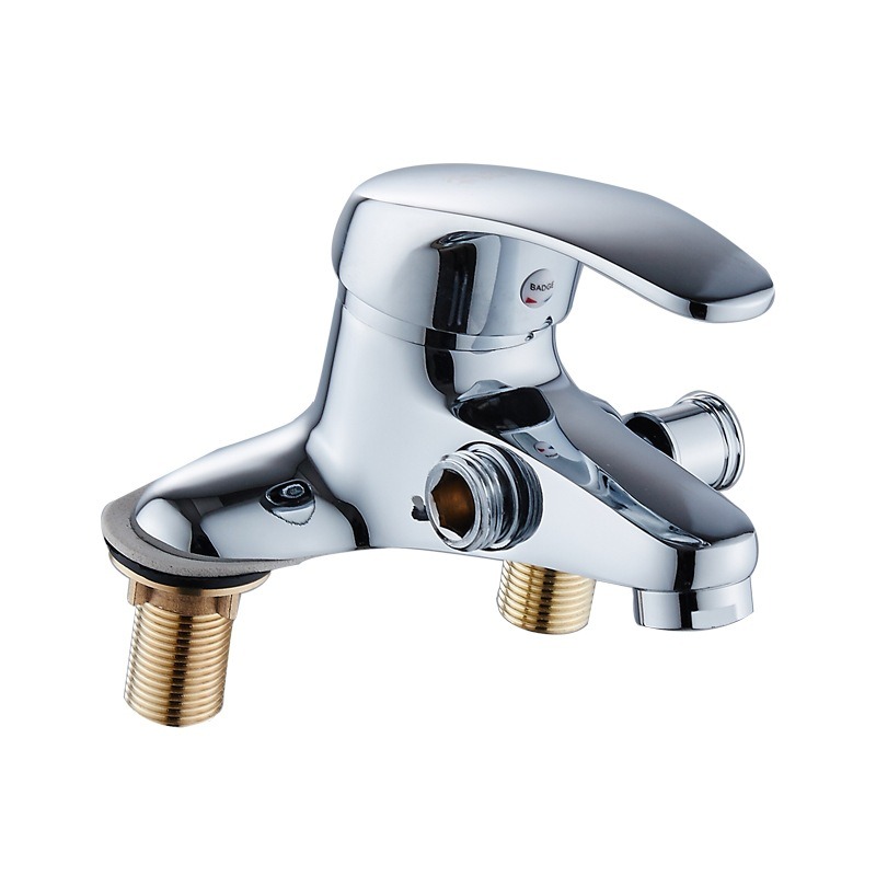KSM-BF-DH07 Solid Brass Dual-Hole Deck-Mount Basin & Hand Shower Diverter Mixer - Quanzhou Keshiman Sanitaryware Source Factory Wholesale (Heavy Solid Brass Dual-Hole Bridge Body, 6-Layer Mirror Chrome)