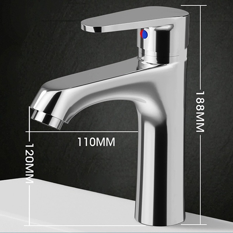 KSM-BF-DM05 188mm Architectural Single-Hole Commercial Basin Mixer (With CAD Dimensions) - Quanzhou Keshiman Sanitaryware Source Factory Wholesale (Thickened Low-Lead Solid Brass (188mm H × 110mm Reach), 6-Layer Chrome / Matte Black / Brushed Nickel)