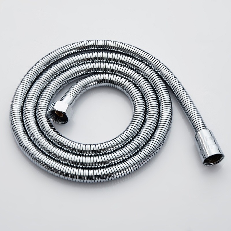 KSM-SH-HS15 1.5m / 2.0m Double-Interlock 304 Stainless Steel Explosion-Proof Shower Hose - Quanzhou Keshiman Sanitaryware Source Factory Wholesale (SUS304 Double-Interlock Outer Tube + Non-Toxic EPDM Inner, Mirror Chrome / Matte Black / Brushed Gunmetal)