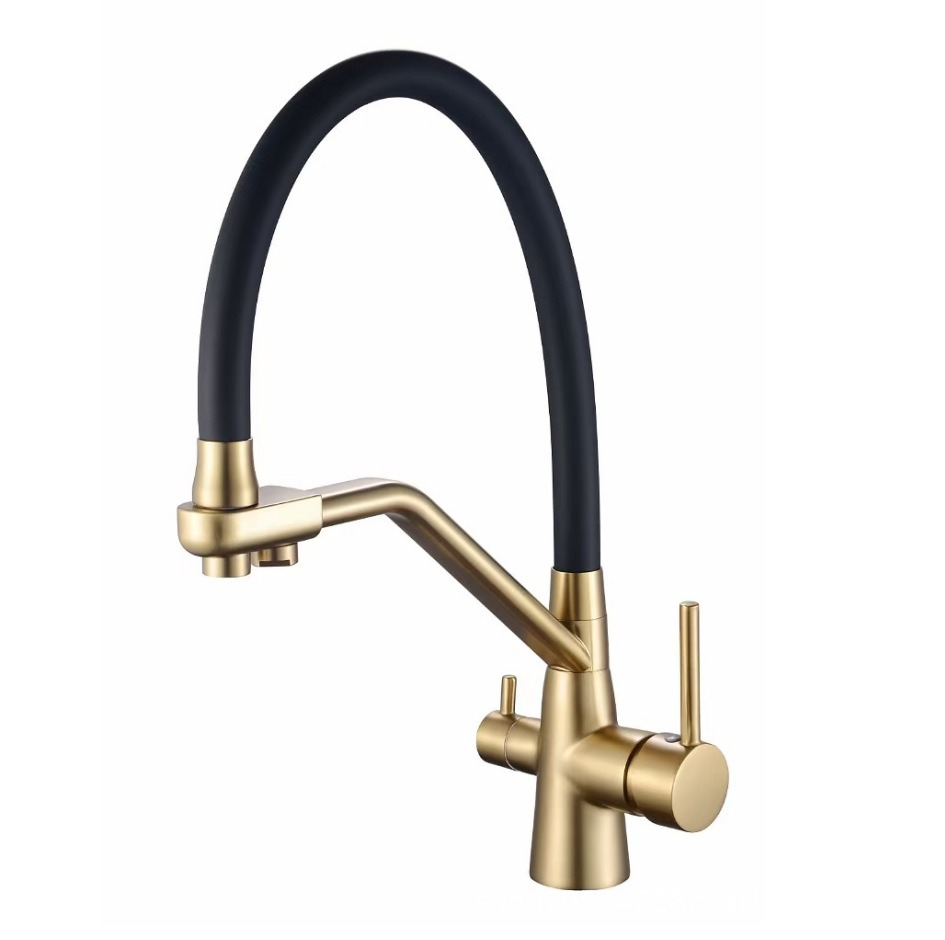 KSM-KF-RO02 Brushed Gold 3-Way Pull-Out Dual-Channel Filtered Drinking Water Kitchen Faucet